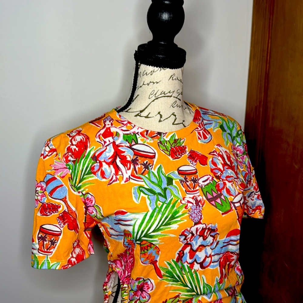 ZARA | Caribbean Print T-Shirt Mini Dress w/ Exposed Sides | S | NWT